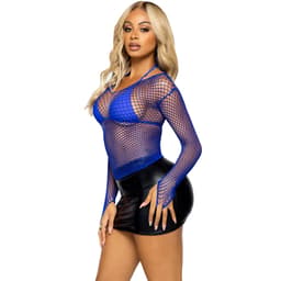 Detailaufnahme des elastischen Netzgewebes am Ärmel des Leg Avenue Tops