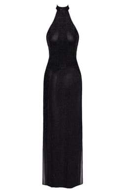 Noir Handmade F372 Onyx Twin-slit Kleid in Schwarz, weitere Nahaufnahme des Materials