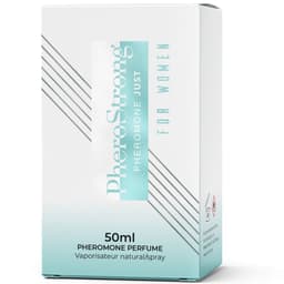 Verpackung des PheroStrong Just for Women Pheromon-Parfums für Frauen mit Angabe des Inhalts