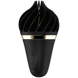 Satisfyer Sweet Treat Spinnator in Schwarz von der Seite, Bedienknopf im Detail