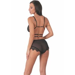 Livco Corsetti Drezna Dessous-Set in Schwarz, Rückansicht mit Trägerverlauf und Verschluss