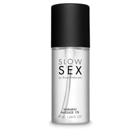 Bijoux Indiscrets Slow Sex Massageöl, Detailansicht der Glas-Metall-Flasche