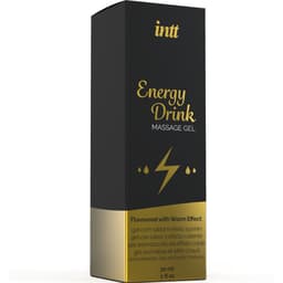 Intt Massagegel Energy Drink, Rückseite der Verpackung mit Produktinformationen