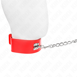 KINK Halsband mit breitem roten Band, Rückansicht mit Riemenführung