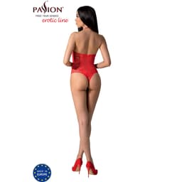 Passion BS094 Ouvert-Bodystocking aus Netz und Spitze in Schwarz, Gesamtansicht am Model