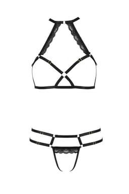 Passion Devil Collection Dessous-Set in Schwarz, Gesamtansicht von vorne