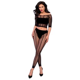Chilirose Dessous-Set in Schwarz aus Spitzen-Top und Leggings, Gesamtansicht
