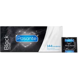 Pasante Black Velvet Kondom aus schwarzem Naturlatex mit Reservoirspitze im Detail