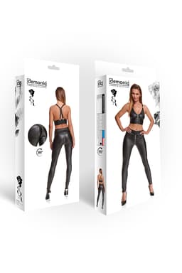 Demoniq Black Rose Maddalena – Leggings mit 2-Wege-Reißverschluss, Ansicht der Rückseite in voller Länge