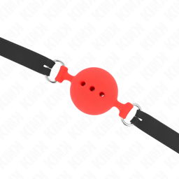 Kink – Ballknebel aus Vollsilikon, Kugel 4 cm – Rot / L (2 cm), Ansicht 15