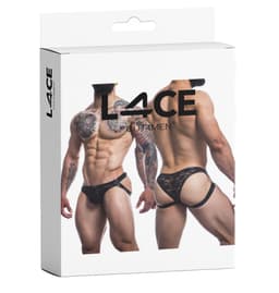 Cut4Men Capri-Slip aus Spitze mit Hebefunktion in Schwarz, flach liegend fotografiert