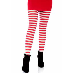 Leg Avenue Strumpfhose Weiß/Rot am Model kombiniert mit kurzem Rock