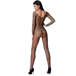 Passion BS068 Netz-Bodystocking mit Spitzeneinsätzen Detailaufnahme des Musters im Material
