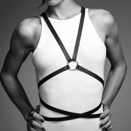 Bijoux Indiscrets Maze Multi-Way Harness, Detail der verstellbaren Bänder am Hals