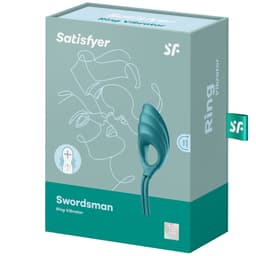Verpackung des Satisfyer Swordsman Vibro-Penisrings mit Produktabbildung