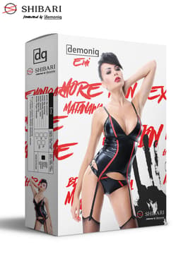 Demoniq Emi Netzstrümpfe und Slip im Set, Detailansicht der Teile