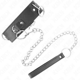 Kink Halsband mit Leine und drei Ringen, drei Metallringe in der Detailaufnahme