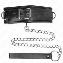Kink Kunstleder-Halsband Modell 3 mit Polsterung flach ausgelegt, gesamte Länge sichtbar