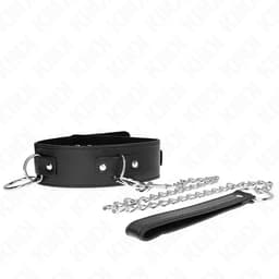 Kink Halsband mit Leine und drei Ringen, Schnallenverschluss und Verstellbereich im Detail