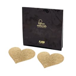 Bijoux Indiscrets Flash Golden Heart, Glitzeroberfläche des Herzmotivs im Detail