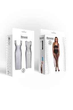 Demoniq Silver Touch Iolanda – langes Netzkleid mit Silberfaden, Detailansicht des Materialmixes