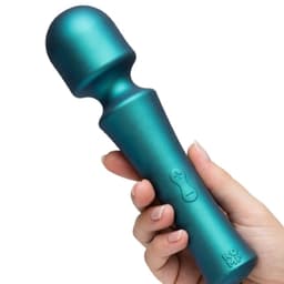 Romp Presto Klitorisvibrator in Grün, flexibler Vibrationskopf in der Nahaufnahme