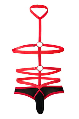 Cut4Men Body-Harness, Nahaufnahme der Hakenverschlüsse