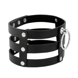 Fetisch-Halsband am Hals getragen zur Größenillustration in Produktfotoqualität