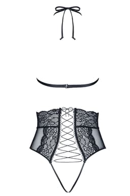 Demoniq Mireille Dessous-Set in schwarz, Detailansicht des Verschlusses