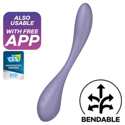 Satisfyer G-Spot Flex 5 App-Vibrator in Lila, Gesamtansicht in natürlichem Licht fotografiert