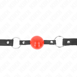Kink Ballknebel in Schwarz, Gesamtansicht mit Kugel und Gurt