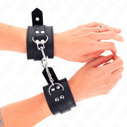 Kink Handgelenkfesseln, Gesamtansicht des Paars, Handgelenkfesseln der Kink BDSM-Serie im Karton