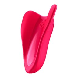Satisfyer High Fly Fingervibrator im Größenvergleich in der Hand