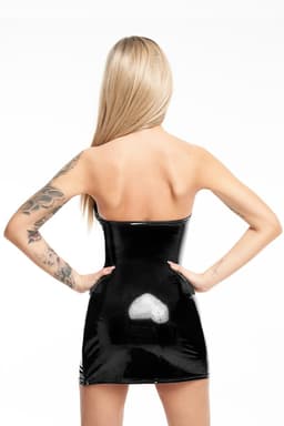 7Heaven Lack-Minikleid mit seitlichem Reißverschluss, Rückansicht mit Verschluss im Detail