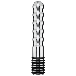 ElectraStim Wave Elektro-Dildo aus Aluminium mit tiefen Rillen, Gesamtansicht