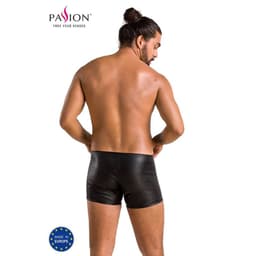 Passion 049 Matt Boxershorts in Schwarz, Nahaufnahme der Naht- und Materialverarbeitung