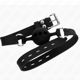 Kink Ballknebel aus Vollsilikon in Größe S in Schwarz, Kugel in der Detailaufnahme