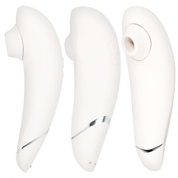 Womanizer Premium 2 Klitorisstimulator von der Seite mit Stimulationskopf im Detail