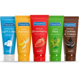 Verpackung des Pasante Fun Pack Gleitmittel-Sets mit Produktbeschriftung