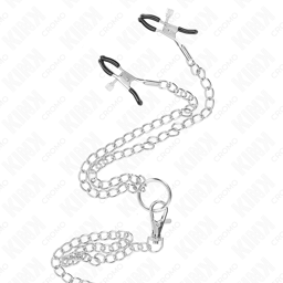 Kink Penisring-Set flach ausgelegt, 26 cm lange Metallkette vollständig sichtbar
