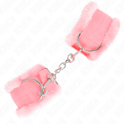 Kink Handgelenkfesseln in Rosa im Größenvergleich, verstellbar 17–31 cm