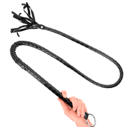 Kink lange PVC-Peitsche in glänzender Optik, Gesamtansicht mit 138 cm Länge