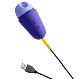 ROMP Free X Klitoris-Druckwellenvibrator in Lila, Bedientaste für die zehn Intensitätsstufen im Detail