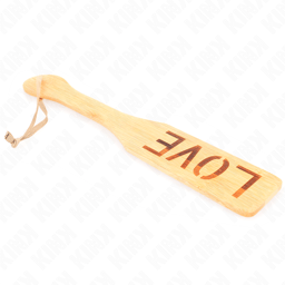 Kink Bambus-Paddle Love liegend fotografiert, Länge und Breite im Größenvergleich