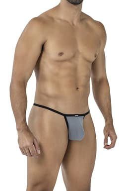 Cut4Men Mini Tanga Kini Netz Slip in Grau, Gesamtansicht von vorne auf weißem Hintergrund