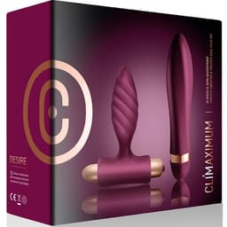 Verpackung des Rocks-Off Climaximum Desire Kits mit Angaben zu IPX7 und Geschwindigkeiten
