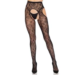 Leg Avenue Bloom Strumpfhose, eingearbeitete Strumpfhalter-Optik im Detail