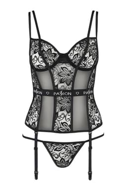 Passion Devil Collection Corsage in Schwarz, Gesamtansicht von vorne
