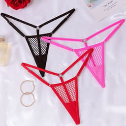 Bundabschluss des Chilirose Micro-String aus Netz in der Detailansicht