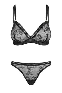 Petite Noir 030418 Dessous-Set in Schwarz, Gesamtansicht, Studioaufnahme in neutralem Hintergrund